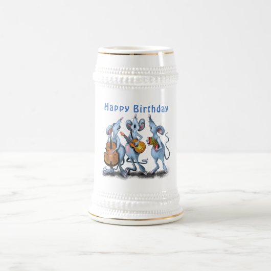 おもしろい誕生日ビールスタインのマウスミュージックバンド ビールジョッキ (中央)