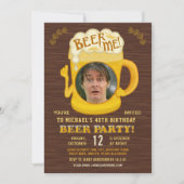 おもしろい誕生日ビールパーティー大人飲み込み写真の追加 招待状 (正面)