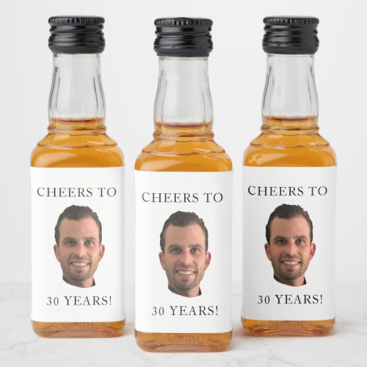 おもしろい誕生日フォト顔ヘッド応援30年 リキュールボトルラベル (ボトル)