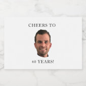 おもしろい誕生日フォト顔ヘッド応援40年 リキュールボトルラベル (シングルラベル)