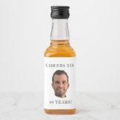 おもしろい誕生日フォト顔ヘッド応援40年 リキュールボトルラベル (正面)