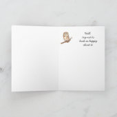 おもしろい誕生日フクロウ、鳥、自然、野生生物 カード (内部)