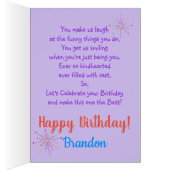 おもしろい誕生日ボーイ – 青/紫パーソナライズされた (内側 (右))