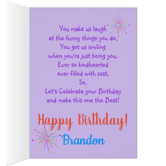 おもしろい誕生日ボーイ – 青/紫パーソナライズされた (内側 (右))