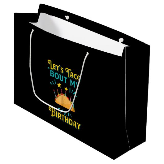 おもしろい誕生日レッツタコウオマイ誕生日タコ ラージペーパーバッグ (正面アングル)