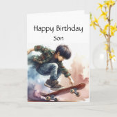 おもしろい誕生日名前をカスタムするソンスケートボード カード (黄色い花)