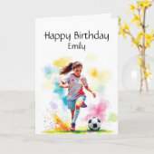 おもしろい誕生日名前をカスタムする女子サッカー選手 カード (黄色い花)