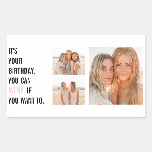 おもしろい誕生日引用文 |コラージュ写真 |ギフ最高のト 長方形シール (正面)