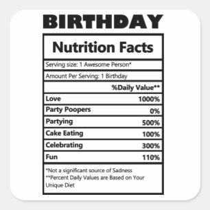 おもしろい誕生日栄養ファクトはがき スクエアシール