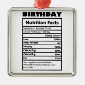 おもしろい誕生日栄養ファクトはがき メタルオーナメント (正面)