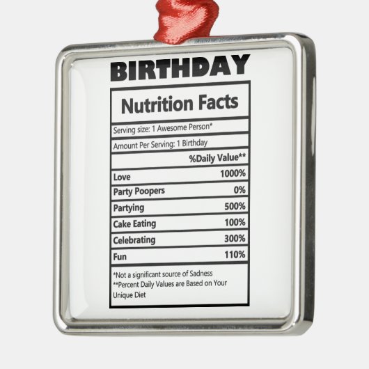 おもしろい誕生日栄養ファクトはがき メタルオーナメント (左)