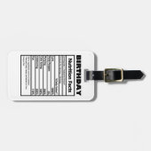 おもしろい誕生日栄養ファクトはがき ラゲッジタグ (正面横)