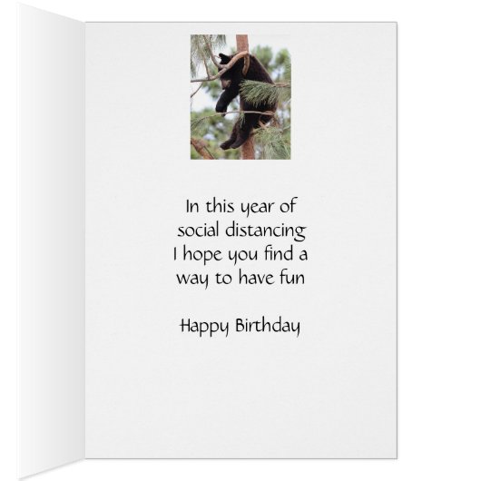 おもしろい誕生日社会的距離感COVID19熊動物 (内側 (右))