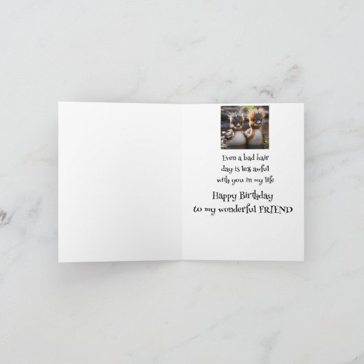 おもしろい誕生日素敵な友人かわいい鳥 カード (内部)