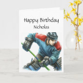 おもしろい誕生日遊名前をカスタムするホッケー カード (黄色い花)