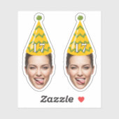 おもしろい誕生日顔とパーティーハットとカスタム年齢 シール (シート)