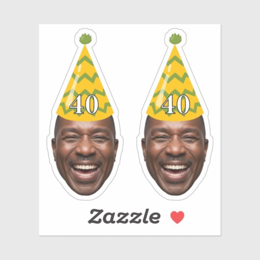 おもしろい誕生日顔とパーティーハットとカスタム年齢 シール (シート)