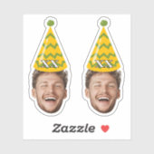 おもしろい誕生日顔とパーティーハットとカスタム年齢 シール (シート)