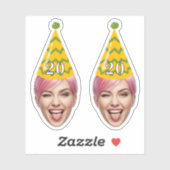 おもしろい誕生日顔とパーティーハットとカスタム年齢 シール (シート)