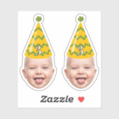 おもしろい誕生日顔とパーティーハットとカスタム年齢 シール (シート)