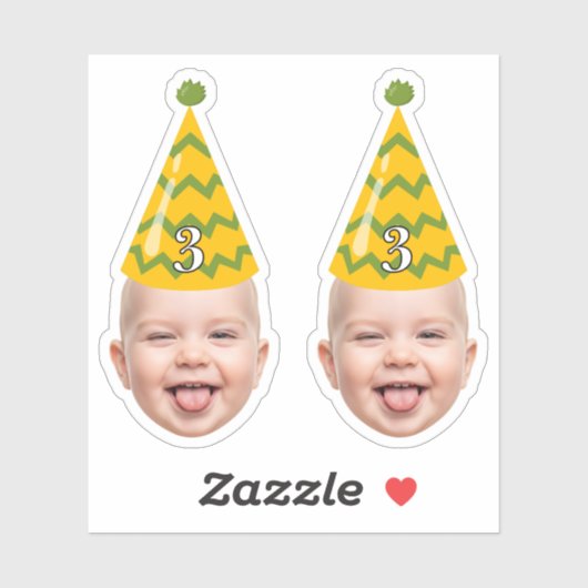 おもしろい誕生日顔とパーティーハットとカスタム年齢 シール (シート)