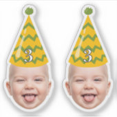 おもしろい誕生日顔とパーティーハットとカスタム年齢 シール (正面)