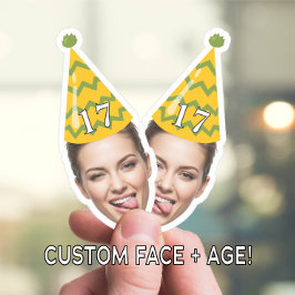 おもしろい誕生日顔とパーティーハットとカスタム年齢 シール