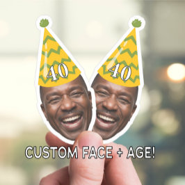 おもしろい誕生日顔とパーティーハットとカスタム年齢 シール