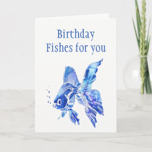 おもしろい誕生日魚と願い カード