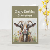 おもしろい誕生日、あなたを愛する古いヤギから カード (黄色い花)