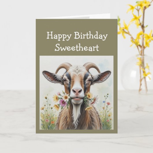 おもしろい誕生日、あなたを愛する古いヤギから カード (黄色い花)