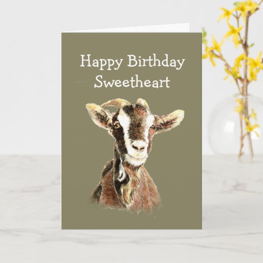 おもしろい誕生日、あなたを愛する古いヤギから カード (黄色い花)