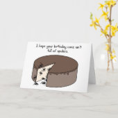 おもしろい誕生日:クモがいっぱいケーキ カード (黄色い花)