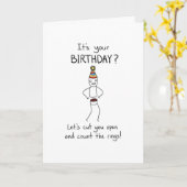 おもしろい誕生日:リングや輪数 カード (黄色い花)