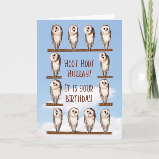 おもしろい誕生日、奇妙なフクロウ カード (正面)