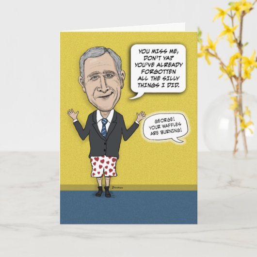 おもしろい誕生日:恋しく思のブッシュ カード (黄色い花)