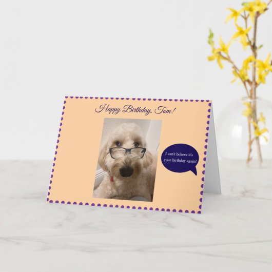 おもしろい誕生日、折り畳みグリーティングカード カード (黄色い花)