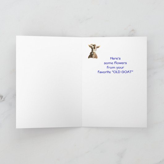 おもしろい誕生日、花のオールドヤギのユーモア カード (内部)