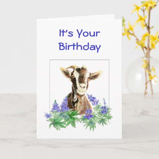 おもしろい誕生日、花のオールドヤギのユーモア カード (黄色い花)