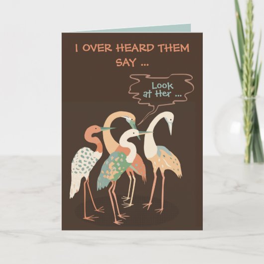 おもしろい誕生日「見た目は美し素晴らしい」バードアート カード (正面)