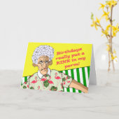 おもしろい誕生日、髪に永久女性 カード (黄色い花)