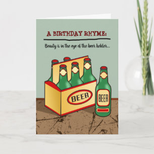 おもしろい誕生日 6パックのビール韻 カード