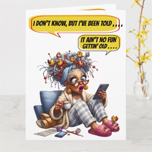 おもしろい誕生日- SEE INSIDEとBack ... カード (黄色い花)