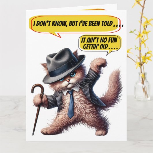 おもしろい誕生日- SEE INSIDEとBack ... カード (黄色い花)