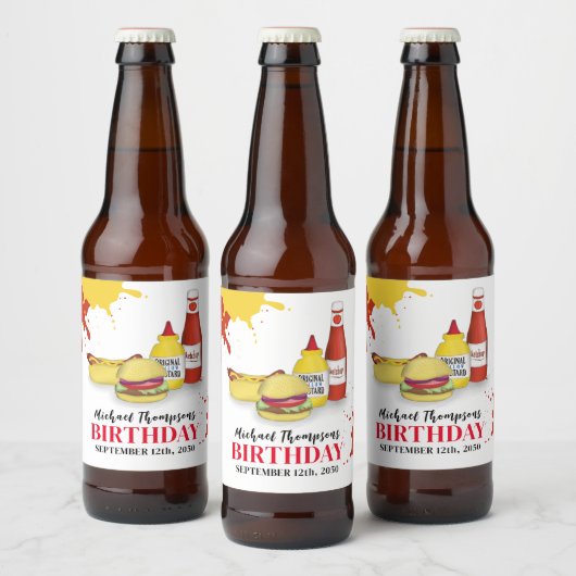 おもしろい誕生日BBQパーティーカスタム ビールラベル (ボトル)