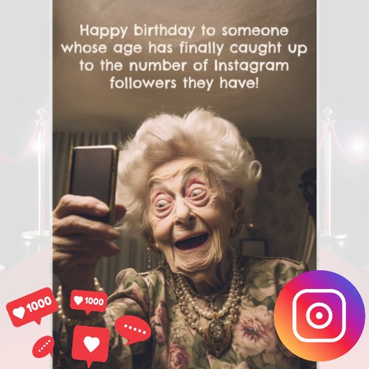 おもしろい誕生日Instagramフォロワーの古い時代 カード