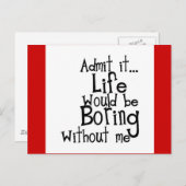 おもしろい諺は私のコメントなしで退屈な人生を認める ポストカード (正面/裏面)