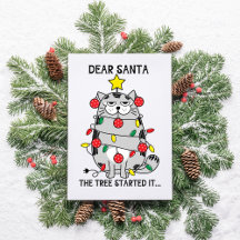 おもしろい諺クリスマスキャットツリーポストカード