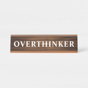 おもしろい諺シンプルデザインウッドグレインパネル デスクネームプレート