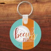 おもしろい諺ビーチお願いバレパーソナライズされたール キーホルダー (正面)